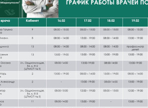 График работы врачей ГБУ Городская больница №2 | C 16 по 21 февраля 2026 г.