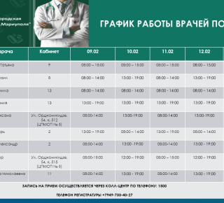 График работы врачей ГБУ Городская больница №2 9 по 14 февраля 2026 г.