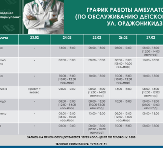 График работы врачей ГБУ Городская больница №2 (Левый берег) | C 24 по 28 февраля 2026 г.
