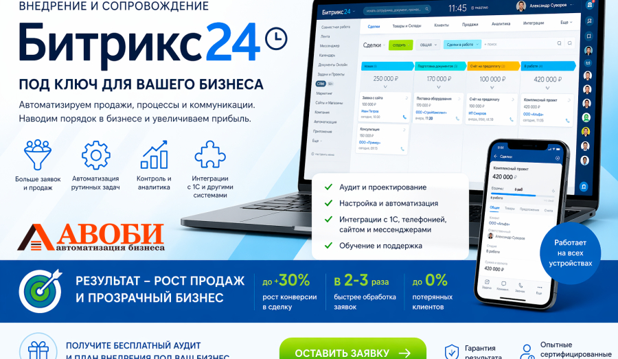 Внедрение CRM Битрикс24 под ключ - наведем порядок в продажах и увеличим прибыль