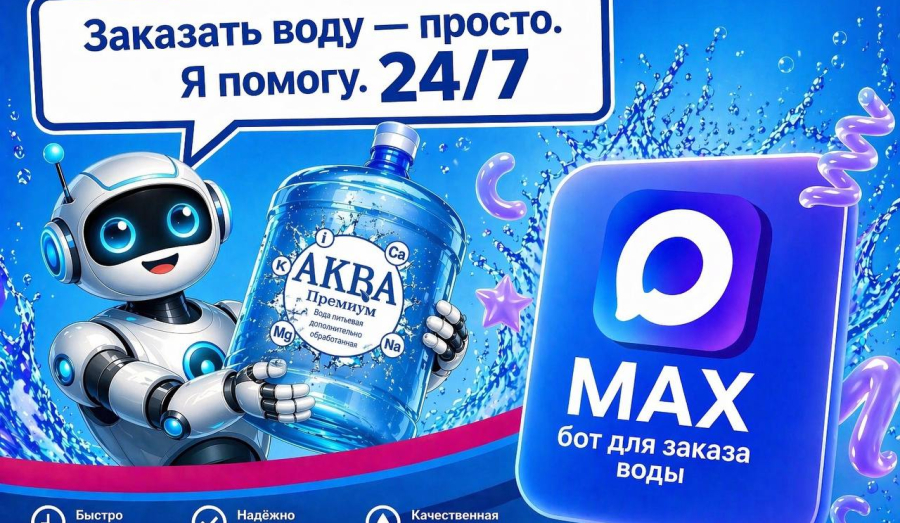 Теперь заказать доставку воды "АКВА Премиум" можно через бота в МАХ